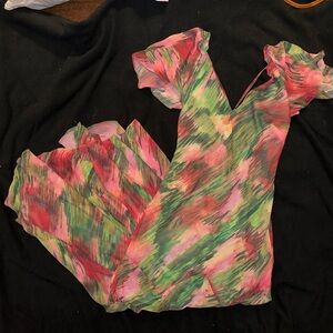 ASOS flutter sleeve godet hem midi dress